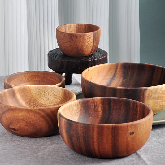 Natural Wooden Salad & Fruit Serving Bowl