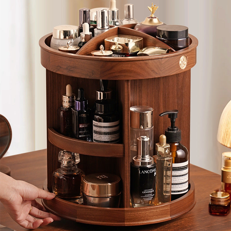 Rotating Wooden Makeup Organizer Box