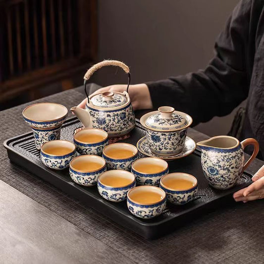 Traditional Blue & White Kung Fu Tea Set