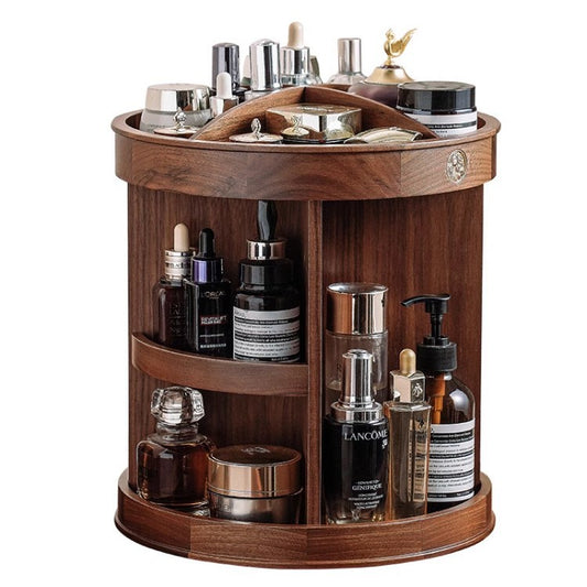 Rotating Wooden Makeup Organizer Box