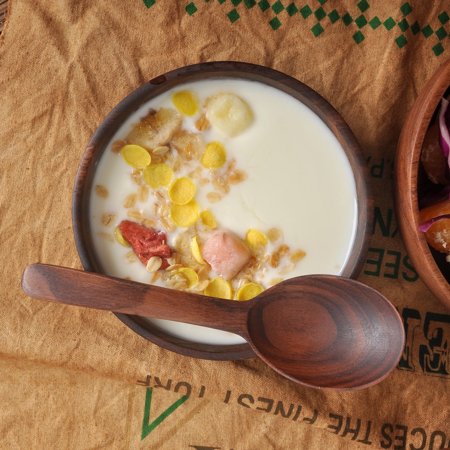 Natural Wooden Salad & Fruit Serving Bowl