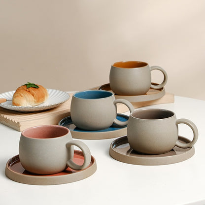 Japanese Style Ceramic Coffee Cup & Saucer Set