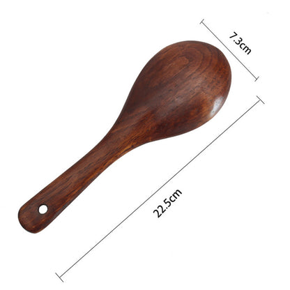 Round Head Wooden Rice Spoon for Non-Stick