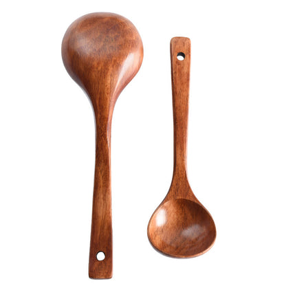 Natural Wooden Cooking Spoons & Tableware Set