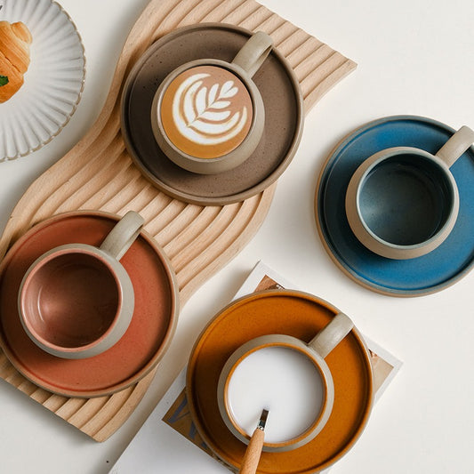 Japanese Style Ceramic Coffee Cup & Saucer Set