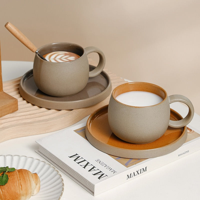 Japanese Style Ceramic Coffee Cup & Saucer Set