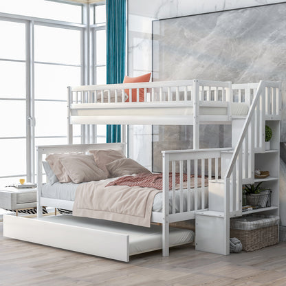 Twin Over Full Bunk Bed with Trundle & Staircase