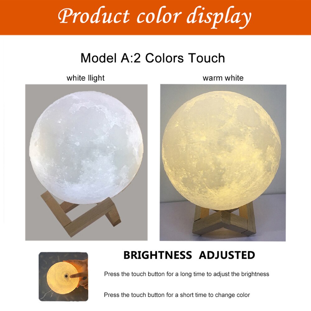 3D Touch Moon LED Night Lamp