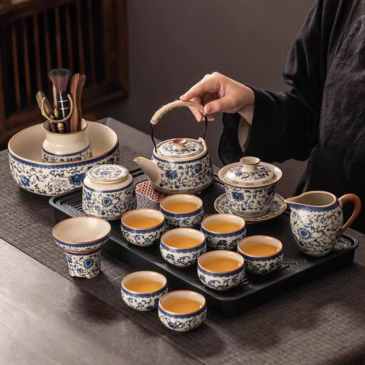 Traditional Blue & White Kung Fu Tea Set