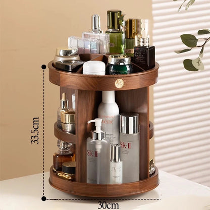 Rotating Wooden Makeup Organizer Box