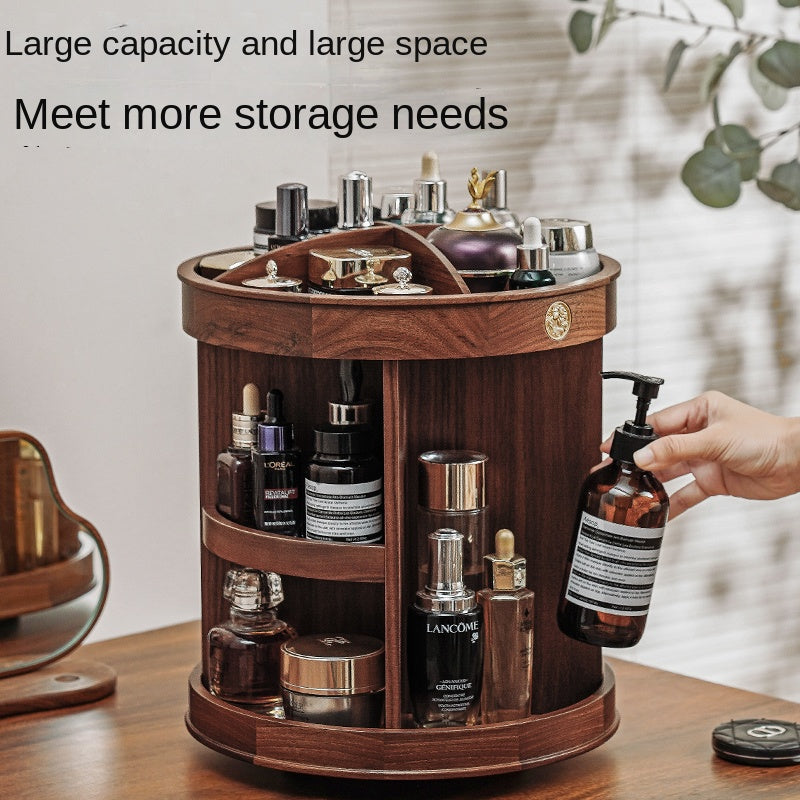Rotating Wooden Makeup Organizer Box