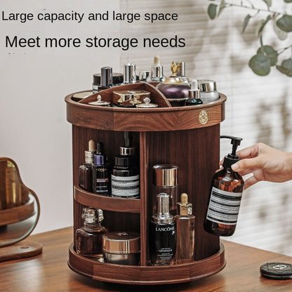Rotating Wooden Makeup Organizer Box