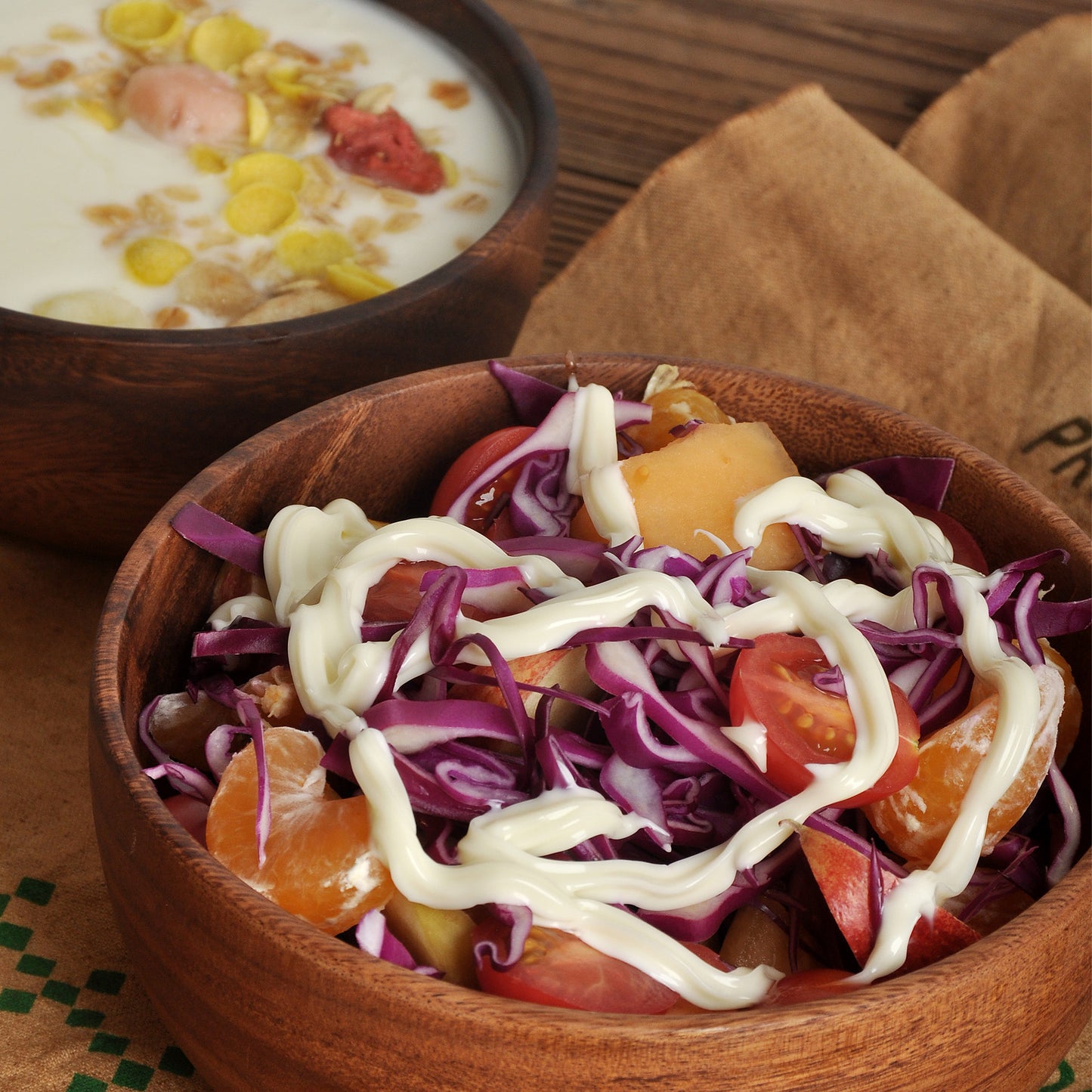 Natural Wooden Salad & Fruit Serving Bowl