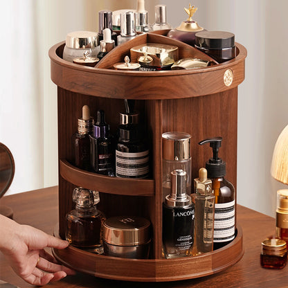 Rotating Wooden Makeup Organizer Box
