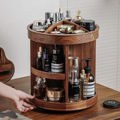 Rotating Wooden Makeup Organizer Box