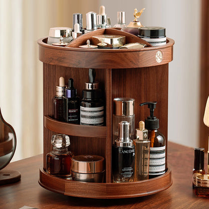 Rotating Wooden Makeup Organizer Box