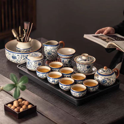 Traditional Blue & White Kung Fu Tea Set