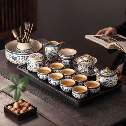 Traditional Blue & White Kung Fu Tea Set