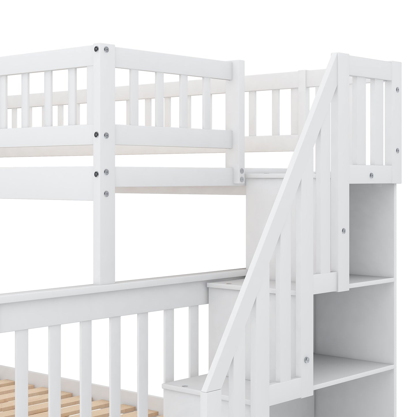 Twin Over Full Bunk Bed with Trundle & Staircase