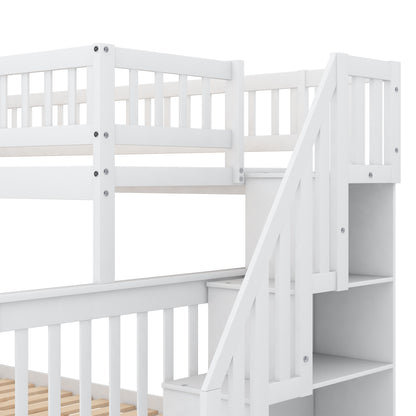 Twin Over Full Bunk Bed with Trundle & Staircase
