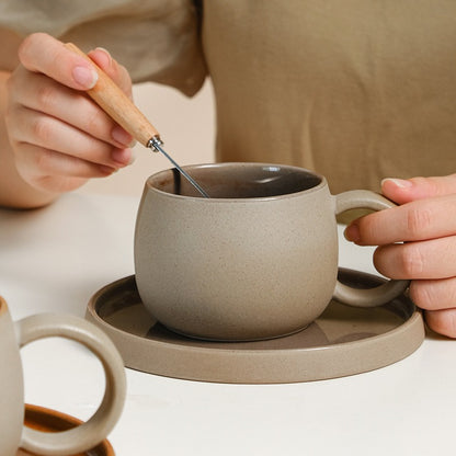 Japanese Style Ceramic Coffee Cup & Saucer Set