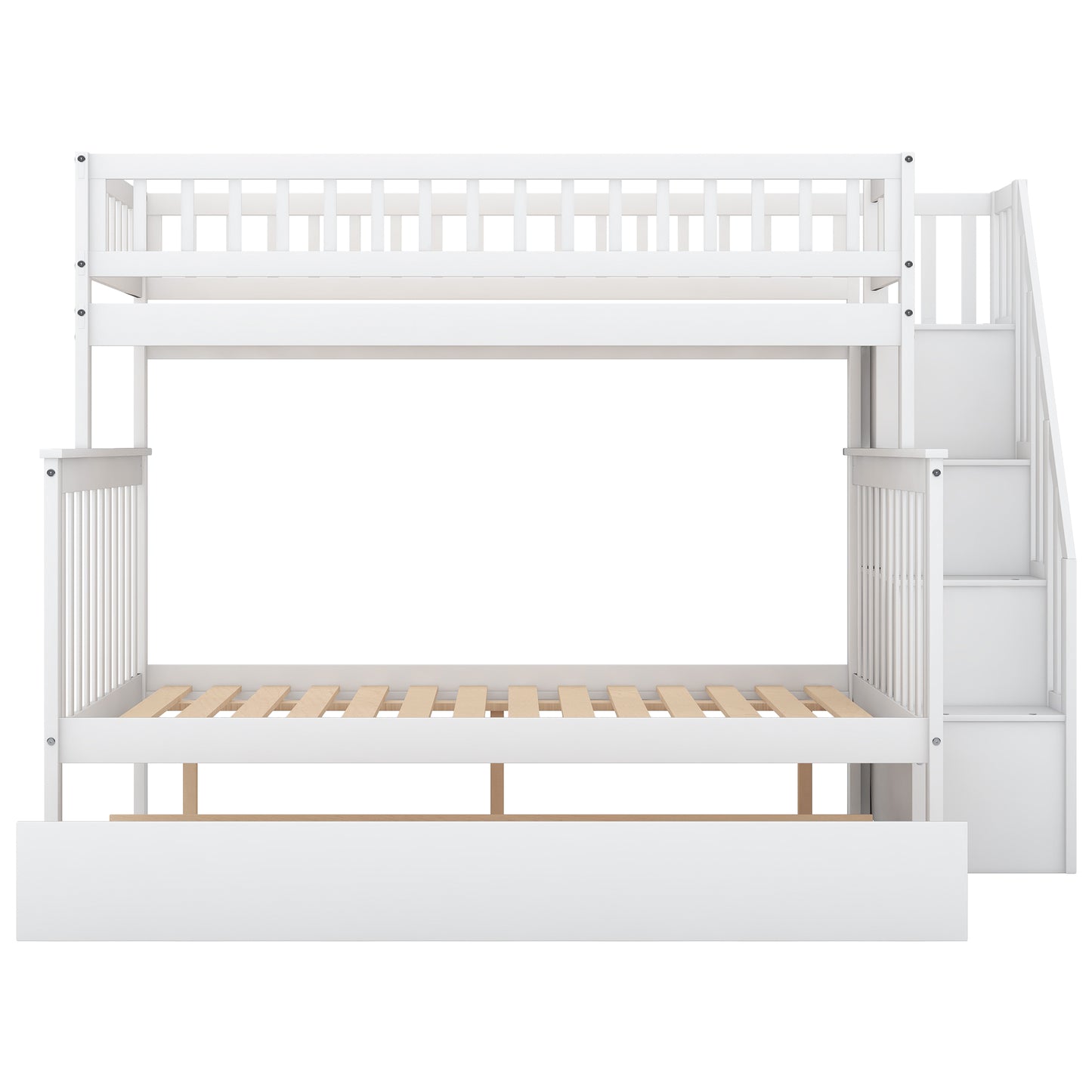 Twin Over Full Bunk Bed with Trundle & Staircase