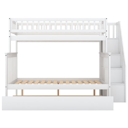 Twin Over Full Bunk Bed with Trundle & Staircase